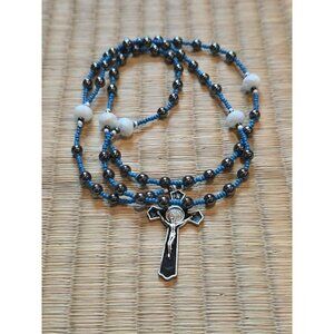 Blue Beaded Saint Benedict Rosary